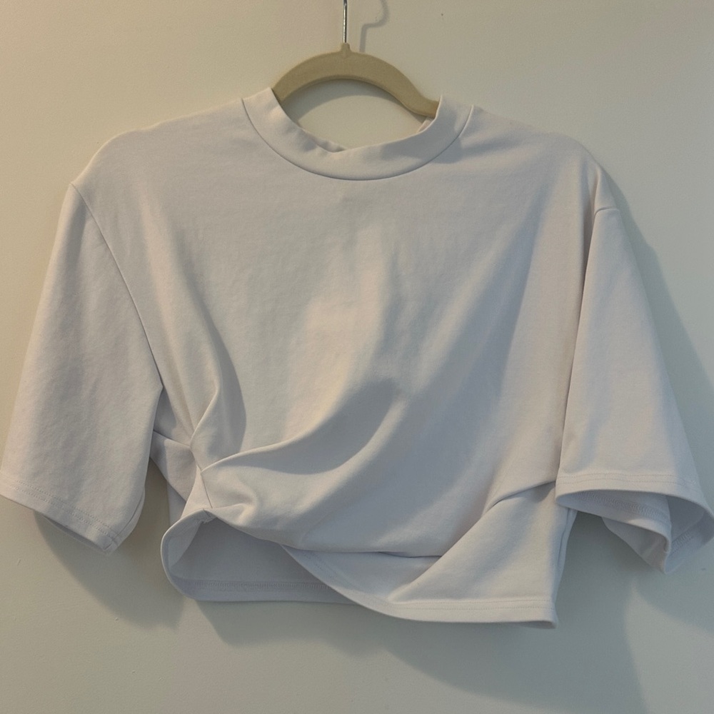 Lamarque White Cropped Twist Front Tee